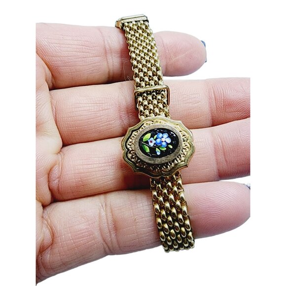 Antique Spectacular Rare Mosaic & Gold Filled Slide Bracelet (A772) - Picture 3 of 6